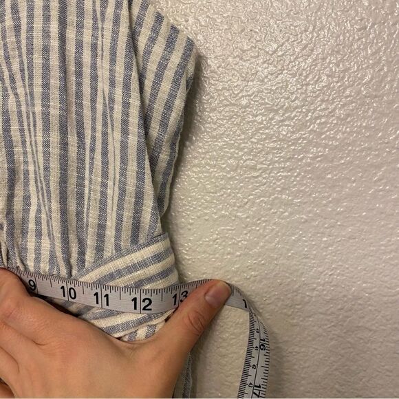 Zara linen white blue striped belted button front romper jumpsuit sailor XS - Picture 11 of 13